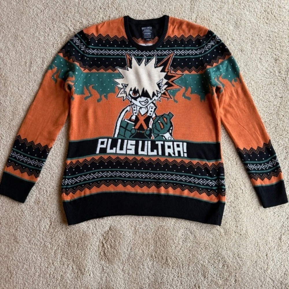 BoxLunch My Hero Academia Bakugo Ugly Sweater XL Plus Ultra Anime